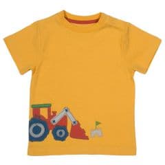 Kite Short Sleeve T-Shirt Baby Boy Tractor Yellow