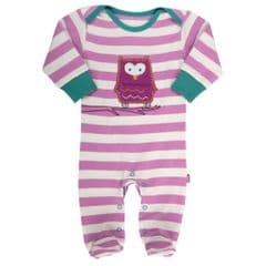 Kite Sleepsuit Stripy Owl Pink Baby Girl 6 to 12 Months