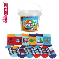 United Oddsocks All Aboard jar of 6 socks UK size 9 to 12
