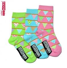 United Oddsocks Bunting pack of 3 odd socks for Girls (not pairs)
