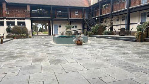 19,26 m2 Full crate Kandla Castle  Grey Riven Indian Sandstone Calibrated Paving Patio Packs