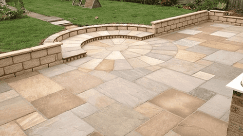 19 m2 Full crate Surrey Buff Riven Indian Sandstone Calibrated Paving Patio Packs