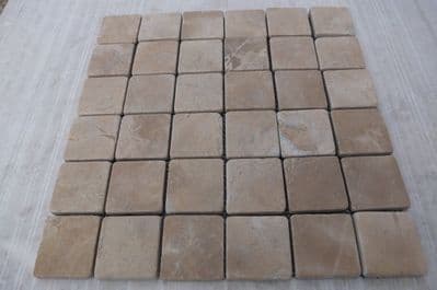 Apollo Beige Tumbled Marble 50 mm by 50 mm ( 5 x 5 cm) wall floor Tiles £ 35.99 per m2