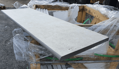 Beige Travertine Porcelain Coping Stone  / Bullnose / Steps 900 x 300 x 20 mm