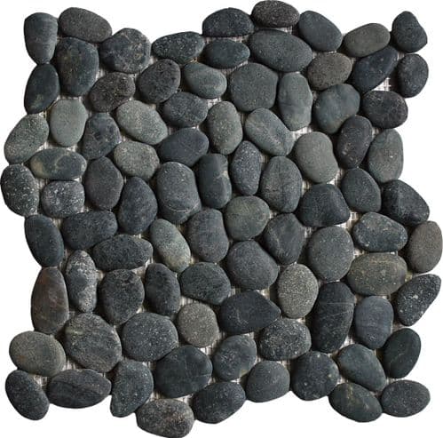 Black Pebble River Stone Mosaic Tiles perfect for flooring