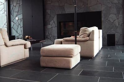 Calibrated Brazilian Black Extra Large Riven Slate Flooring 900 mm x 600 mm x 10 mm