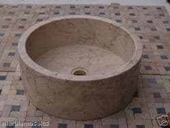 Cream Natural stone  Marble wash basin 40cm  drum sink perfect for the bathroom