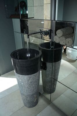 Free Standing Black Marble Pedestal Sink  Bathroom 90 cm x 40 cm ( Cono Model )