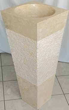 Free Standing Cream Marble Bathroom Basin 90 cm x 40 cm Pyramid model