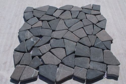 Genoa Grey Tumbled Interlocking Marble Mosaic wall & floor tiles only £ 35.99 per sqm