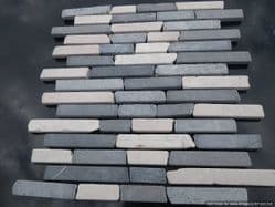 Grey & White Brickbone Marble Mosaic tiles .