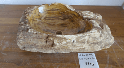 Long Petrified Wood Stone basin approx  60 cm x  42 cm x  20 cm (LF.20.06.014)