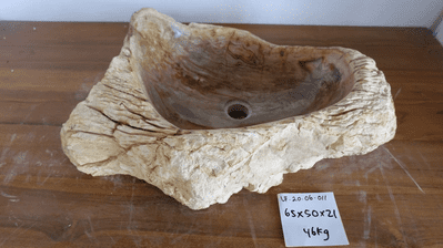 Long Petrified Wood Stone basin approx  65 cm x  50 cm x  21 cm (LF.20.06.011)