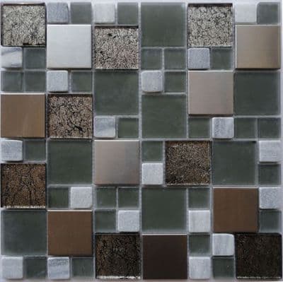 Metallic Modular, Metal Stone & Glass Mosaic (CP1320) Tile
