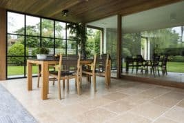 Sample Dijon  Limestone  ( Sinai Pearl ) BRUSHED Calibrated patio slabs