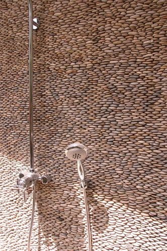 Sample Tan Standing Split Natural Pebble Mosaic Tiles 3/d pebble feature walls only