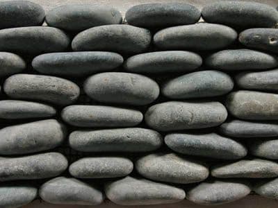 black standing pebble tile