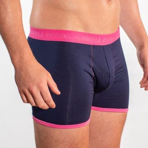 Bamboo Boxers - Navy With Pink Band
