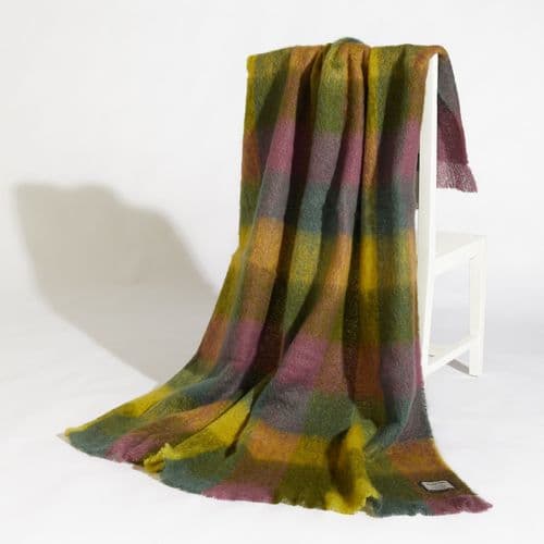 Blanket/Throw - Mohair & Wool - Multi Check - Various Colours Available