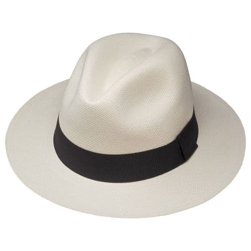 Fedora Panama Hat - Classic White With Black Ribbon