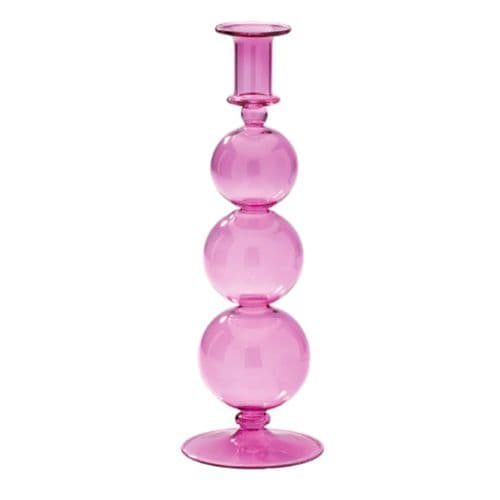 Glass Candle Holder - Bubble - Aqua or Lavender
