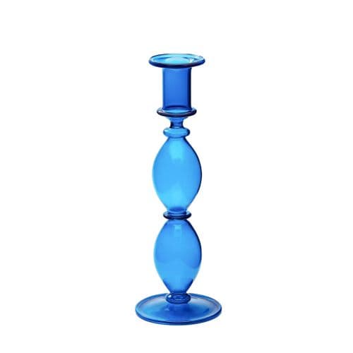 Glass Candle Holder - Spindle - Royal Blue or Pink