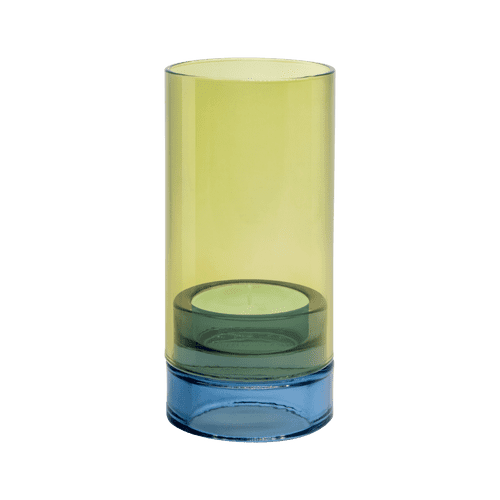 Glass Lantern - Lime/Blue