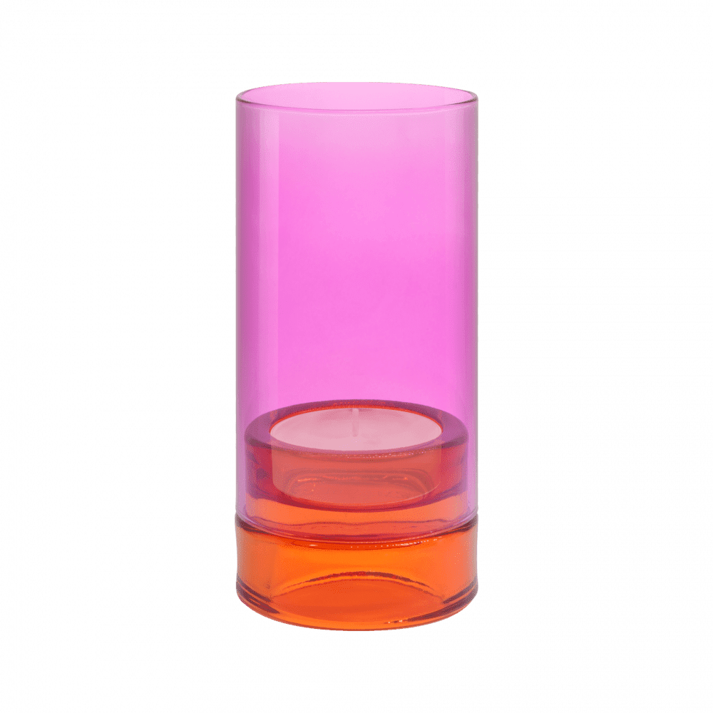 Glass Lantern - Pink/Orange