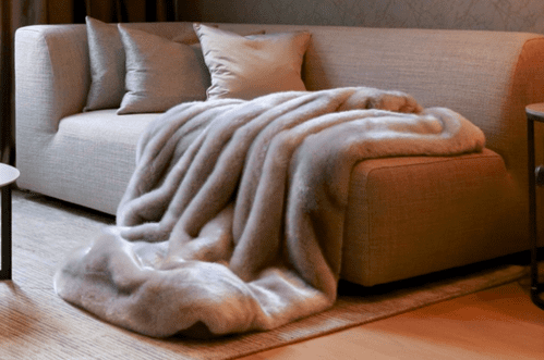 Luxury Faux Fur Throw/Bedspread - Seal Mocca