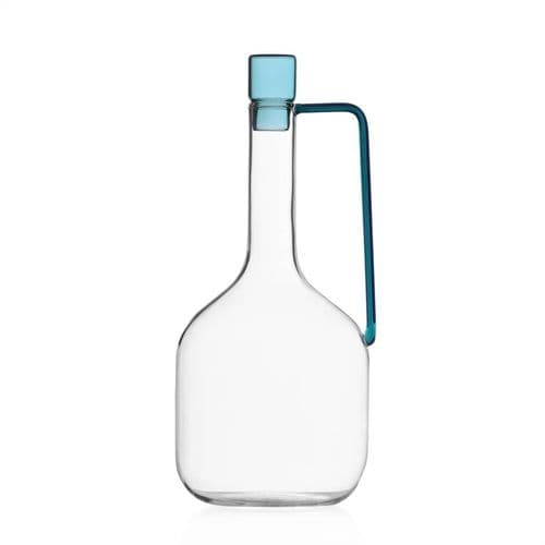 Milanese Glass - Minimalist Carafe With Lid - Petrol Blue