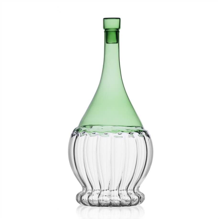 Milanese Glass - Swan  Neck Decanter - In Green and Pink