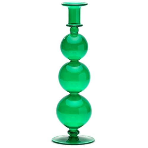 Mouth Blown Glass Candle Holder - Emerald