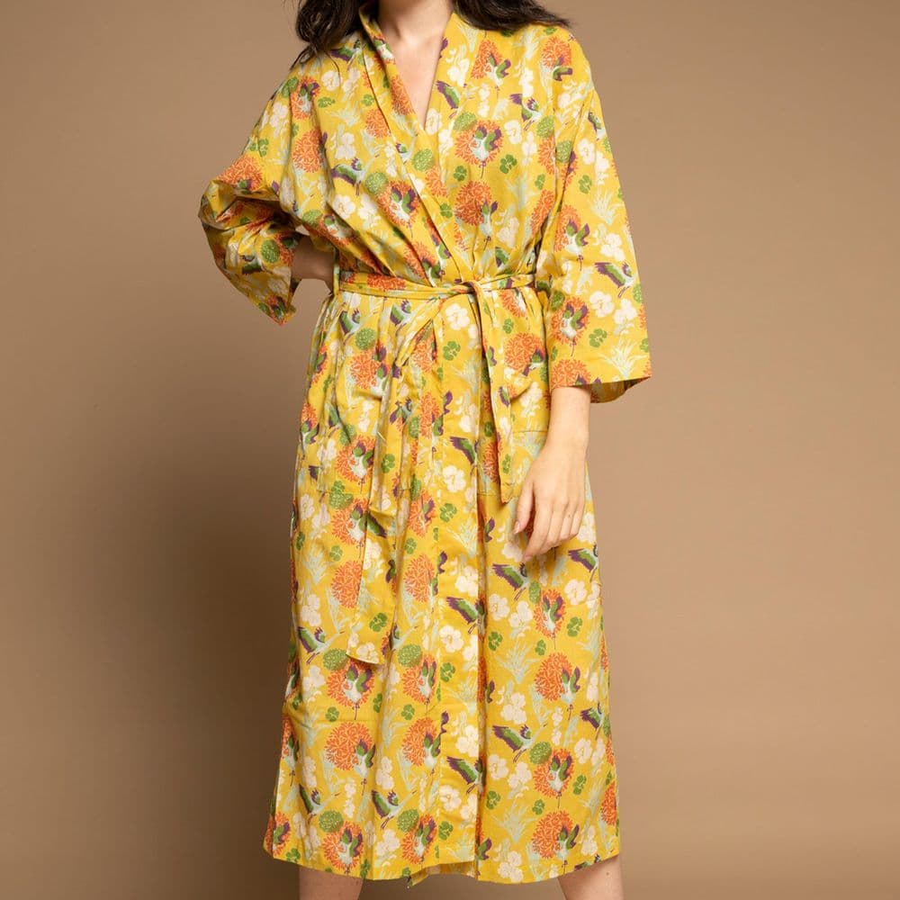 Printed Cotton - Long Robe - Heron (Various Colours Available)