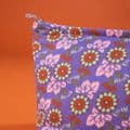 Printed Cotton - Wash Bag - Floral Purple