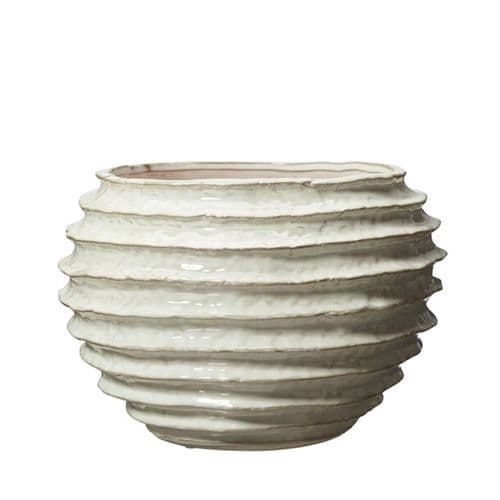 Ribbed Ceramic Plant Pot - Off White or Brown Mélange