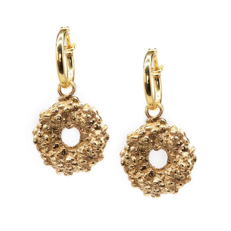 Seeds Collection - Pendant Hoop Earrings - Gold