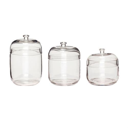 Set Of 3 Clear Glass Storage Jars