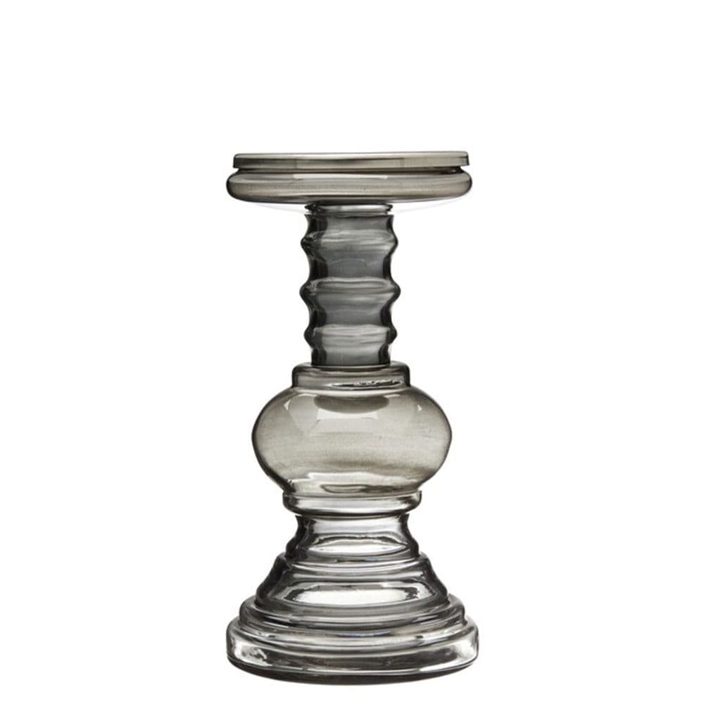Smoke Glass Pillar Candle Holder