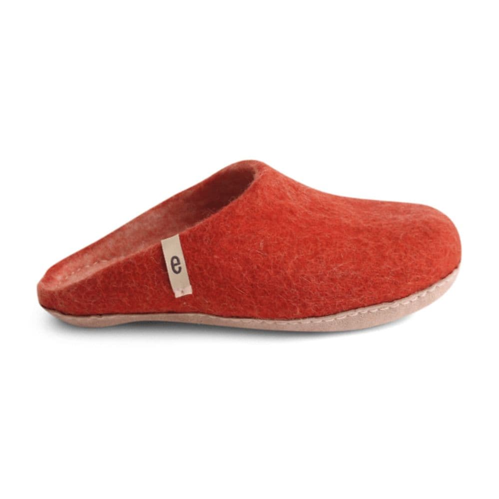Women's Wool Slippers - Rusty Red