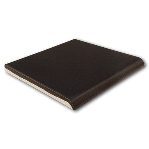 4 inch (102mm) square Basalt Black glazed single round edge tile