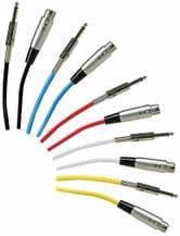 6 metre MICROPHONE CABLE XLR - JACK - CHOICE OF COLOURS