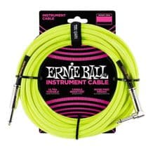 Ernie Ball Neon / Fluorescent Fabric Instrument Cable 18 ft - NEON YELLOW