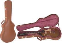 Kinsman CLP7 Les Paul Shaped Guitar Case - Brown Leathergrain textured cloth.