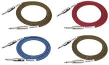 Kirlin Fabric Guitar Lead Straight Jack Plugs - Choice of Colour - 3 metres long