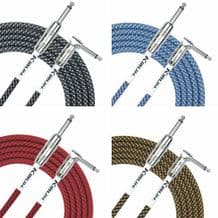 Kirlin Fabric Guitar Lead Straight to Right Angle Plug Choice of Colour 3 metres
