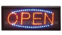 Large Red / Blue LED Window Open Sign With Hanging Kit and power supply.
