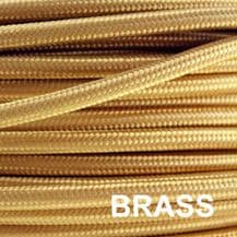 Metal Braided 6 Amp Mains Electrical Cable - BRASS FINISH