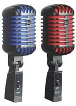 NJS Retro Style 'Elvis' Dynamic Microphone Black with Choice of  RED or BLUE SCREEN