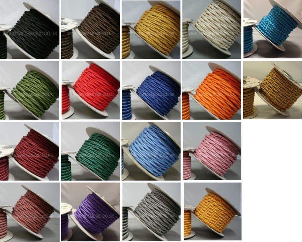 Twist 2/3 Core Braided Fabric Cable Lighting Lamp U  Vintage Choice of Colours. 